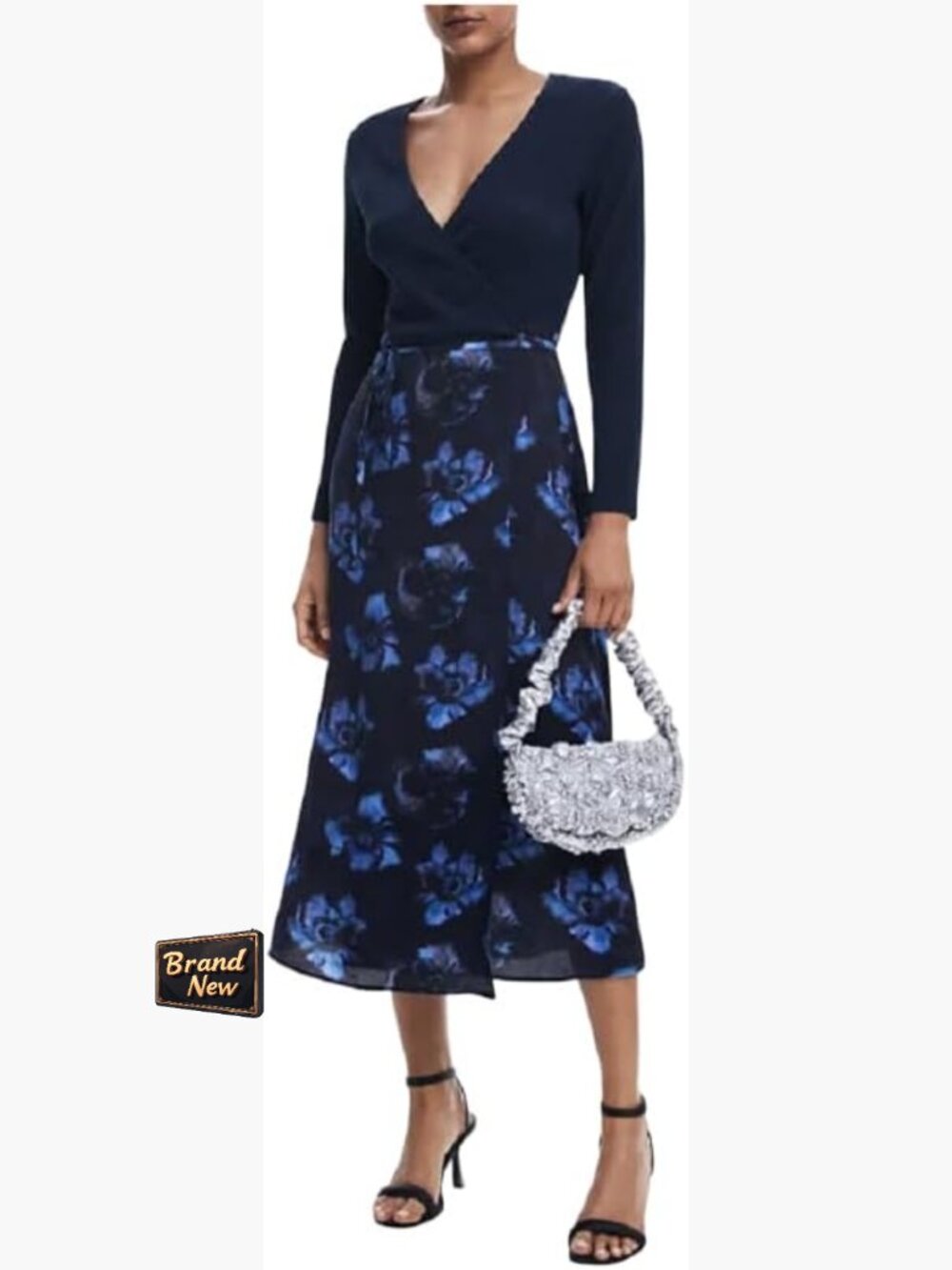 Long Sleeve A-Line V-Neck Casual Dress with Stretch
